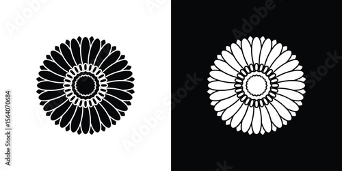 Gerbera icon silhouette vector in black colors. flat symbol logo design style