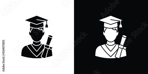 Graduated icon silhouette vector in black colors. flat symbol logo design style
