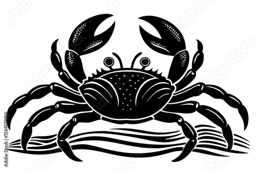Marine Crab Illustration with Giant Claws on Seafloor Vector Style
