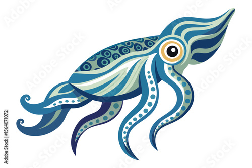 Wallpaper Mural Ocean Cuttlefish with Elegant Body Patterns Detailed Vector Style Torontodigital.ca
