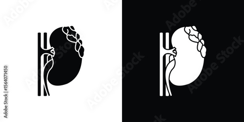 Kidney disease icon silhouette vector in black colors. flat symbol logo design style