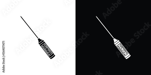 Kitchen thermometer icon silhouette vector in black colors. flat symbol logo design style
