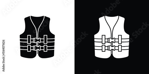 Lifejacket icon silhouette vector in black colors. flat symbol logo design style