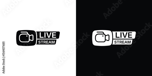 Livestream icon silhouette vector in black colors. flat symbol logo design style