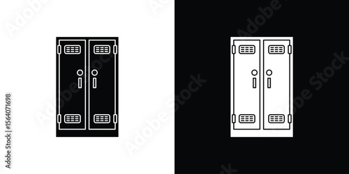 Locker icon silhouette vector in black colors. flat symbol logo design style