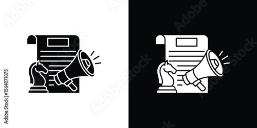 Marketing strategy icon silhouette vector in black colors. flat symbol logo design style