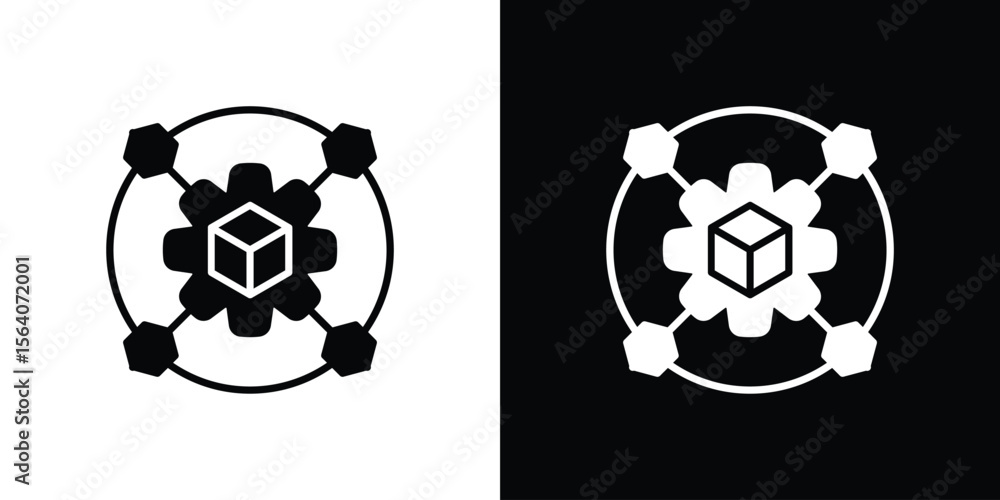 Obraz premium Microservices icon silhouette vector in black colors. flat symbol logo design style
