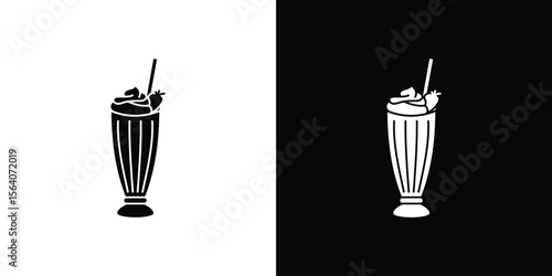 Milkshake icon silhouette vector in black colors. flat symbol logo design style