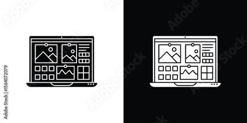 Mood board icon silhouette vector in black colors. flat symbol logo design style