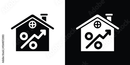 Mortgage rate icon silhouette vector in black colors. flat symbol logo design style