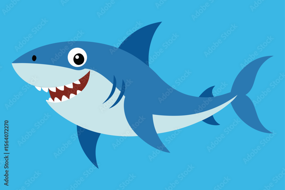 Fototapeta premium shark cartoon isolated on white