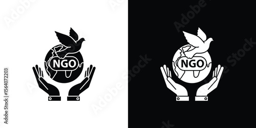 NGO icon silhouette vector in black colors. flat symbol logo design style
