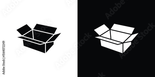 Open box icon silhouette vector in black colors. flat symbol logo design style