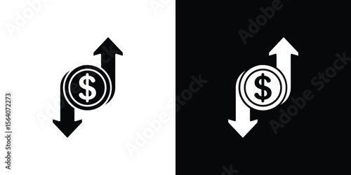 Operating profit loss icon silhouette vector in black colors. flat symbol logo design style