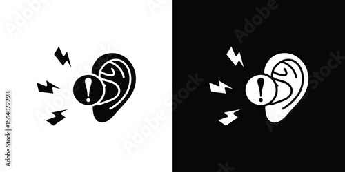 Otitis icon silhouette vector in black colors. flat symbol logo design style