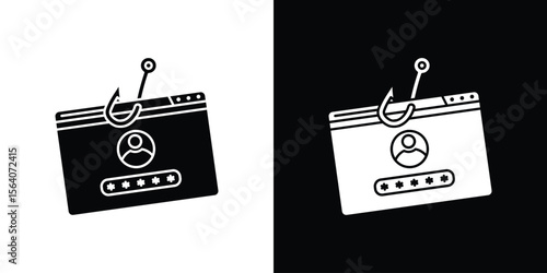 Password phishing icon silhouette vector in black colors. flat symbol logo design style