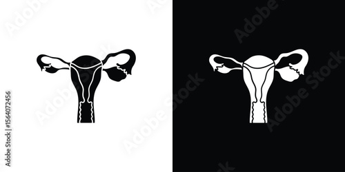 Pelvic inflammatory disease icon silhouette vector in black colors. flat symbol logo design style
