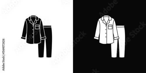 Pijama icon silhouette vector in black colors. flat symbol logo design style