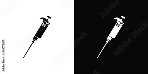 Pipette icon silhouette vector in black colors. flat symbol logo design style
