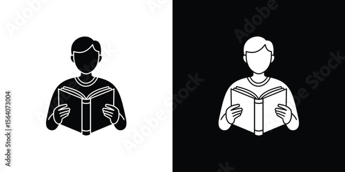 Reading icon silhouette vector in black colors. flat symbol logo design style