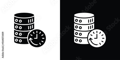 Real time data icon silhouette vector in black colors. flat symbol logo design style