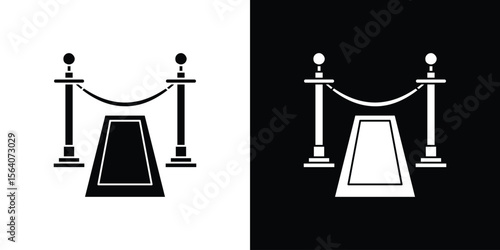 Red carpet icon silhouette vector in black colors. flat symbol logo design style