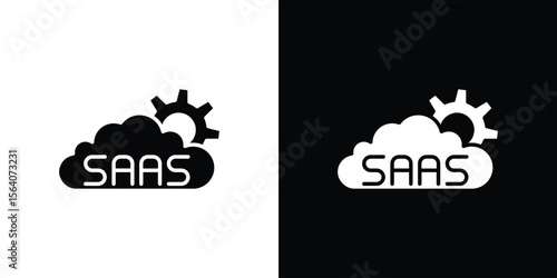 SaaS icon silhouette vector in black colors. flat symbol logo design style