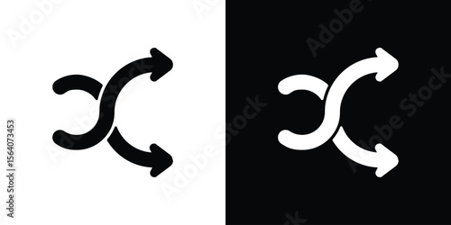 Shuffle icon silhouette vector in black colors. flat symbol logo design style