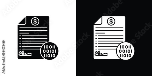 Smart contract icon silhouette vector in black colors. flat symbol logo design style