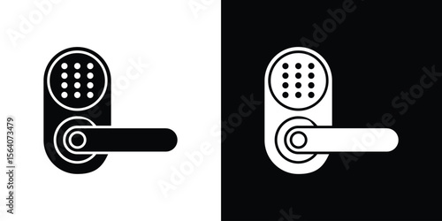 Smart lock icon silhouette vector in black colors. flat symbol logo design style