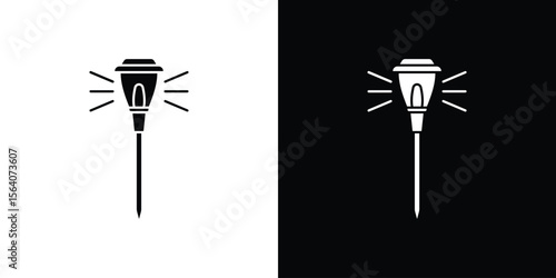 Solar Garden Light lamp icon silhouette vector in black colors. flat symbol logo design style