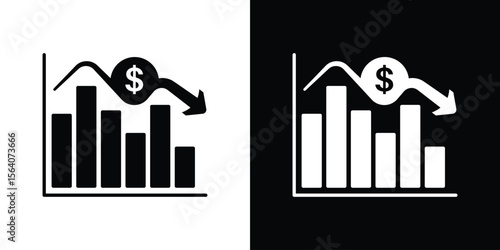 Stagflation icon silhouette vector in black colors. flat symbol logo design style