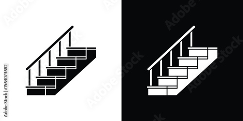 Stairs icon silhouette vector in black colors. flat symbol logo design style