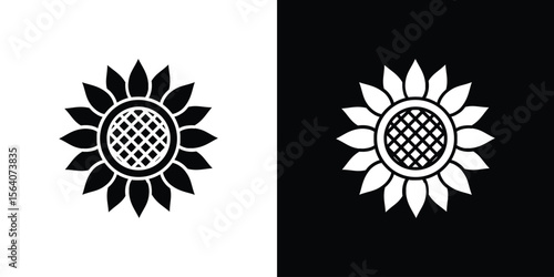 Sunflower icon silhouette vector in black colors. flat symbol logo design style