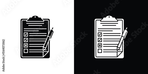 Survey icon silhouette vector in black colors. flat symbol logo design style
