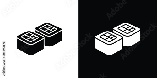 Sushi icon silhouette vector in black colors. flat symbol logo design style