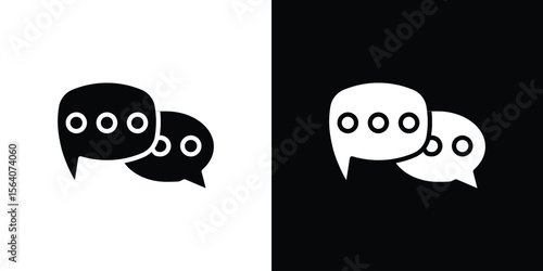 Text chat icon silhouette vector in black colors. flat symbol logo design style