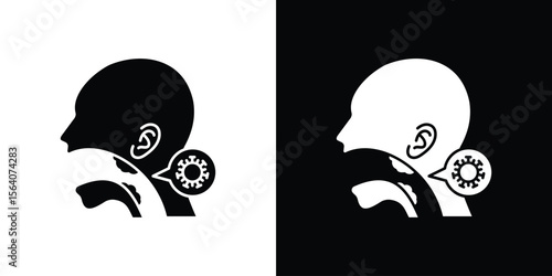 Tonsillitis icon silhouette vector in black colors. flat symbol logo design style