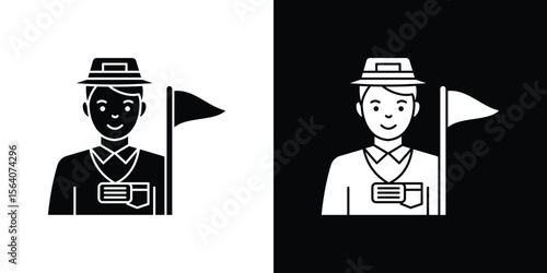 Tourist Guide icon silhouette vector in black colors. flat symbol logo design style