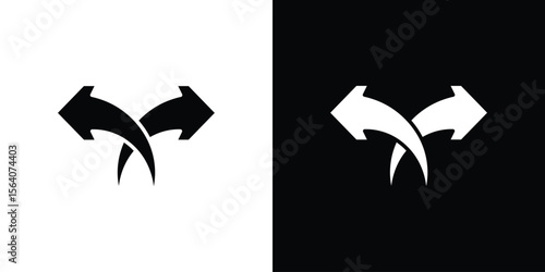 Two side icon silhouette vector in black colors. flat symbol logo design style