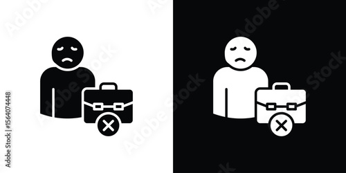 Unemployment icon silhouette vector in black colors. flat symbol logo design style