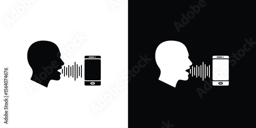 Voice control icon silhouette vector in black colors. flat symbol logo design style