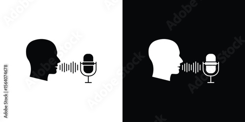 Voice control icon silhouette vector in black colors. flat symbol logo design style