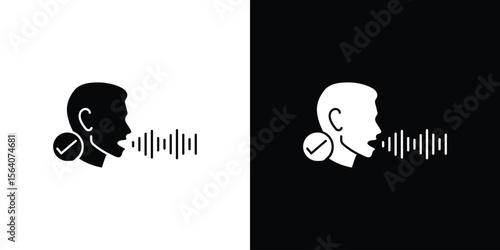 Voice recognition icon silhouette vector in black colors. flat symbol logo design style