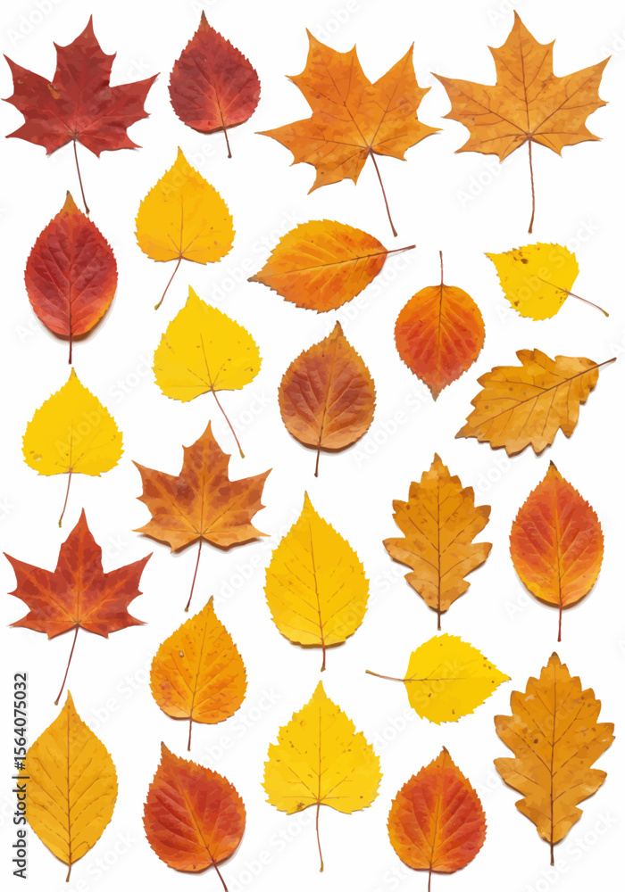 Fototapeta premium A Diverse Collection of Autumn Leaves Displaying the Vibrant Colors of Fall Season