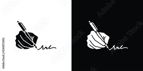 Write icon silhouette vector in black colors. flat symbol logo design style