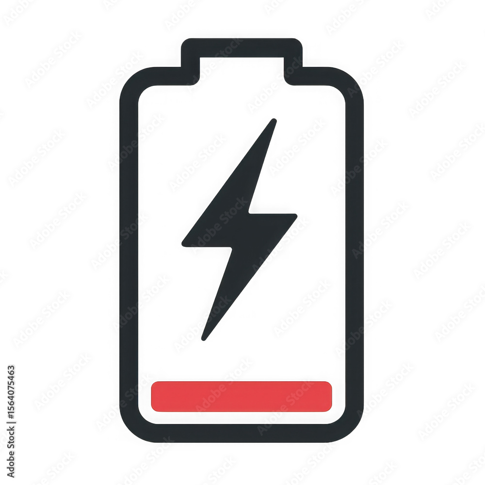 Low battery indicator icon graphic on transparent background Low battery indicator icon graphic on transparent background