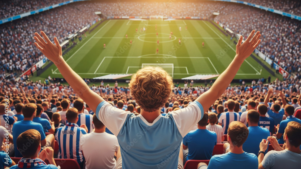 Fototapeta premium Fan acclamant au stade de football