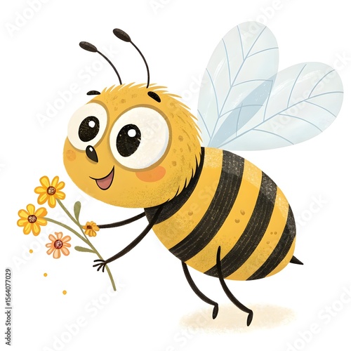 Cartoon illustration of a honey bee 