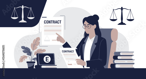 Attorney Reviewing Legal Contracts For Clients Consultation And Judicial Advice